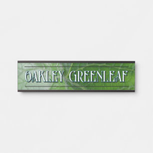 Green Leaf Vein Detail Aangepaste naam en Afbeeldi Deurbordje