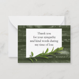 Green Leaf Wood Motif Merci Cartes