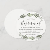 Green Leaf Wreath Boy Girl Baptism christening Kaart (Voorkant / Achterkant)