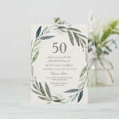 Green Leaf Wreath Invitation de fête du 50e annive (Debout devant)