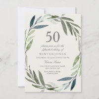 Green Leaf Wreath Invitation de fête du 50e annive
