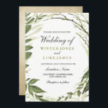 Green Leaf Wreath of Gold Foil Wedding Invitation<br><div class="desc">Green Leaf Wreath of Gold Foil Wedding Inviter Collection Matching à Niche and Nest store.</div>