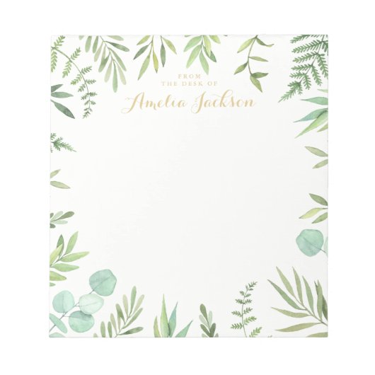 Green Leaf Wreath Personalized Notitieblok Station (Voorkant)