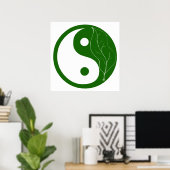 Green Leaf Yin Yang Symbol Poster (Thuiskantoor)