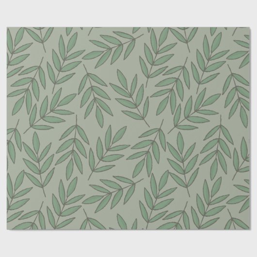 Green Leafs Pattern Cadeaupapier (Vlak)
