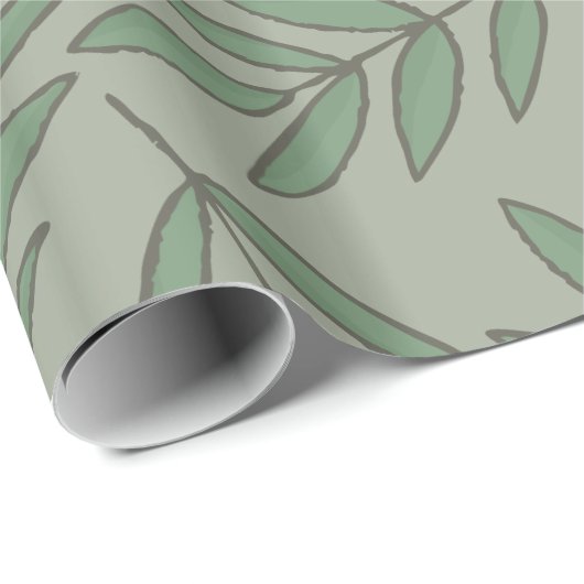Green Leafs Pattern Cadeaupapier (Rol Hoek)