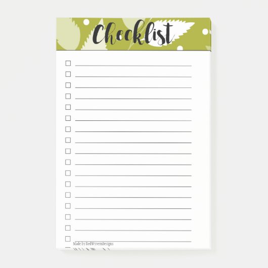 Green Leafy Checklist Post-it Notes (Voorkant)