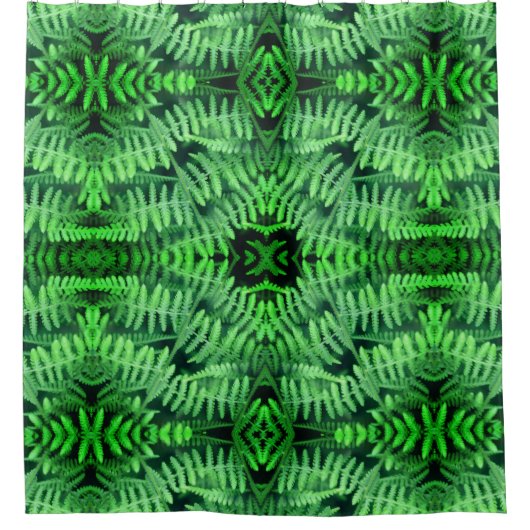 Green Leafy Ferns Abstract Douchegordijn (Voorkant)