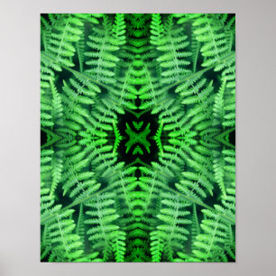 Green Leafy Ferns Abstract Poster