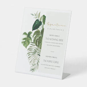 Green Leafy Foliage Signature Drink Cocktails Reclamebord Met Voetstuk