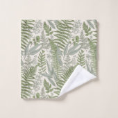 Green Leafy Garden Floral Pattern Bad Handdoek (Wasdoekje)