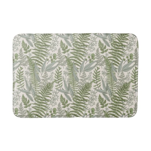 Green Leafy Garden Floral Pattern Badmat (Voorkant)