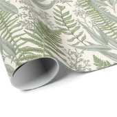 Green Leafy Garden Floral Pattern Cadeaupapier (Rol Hoek)