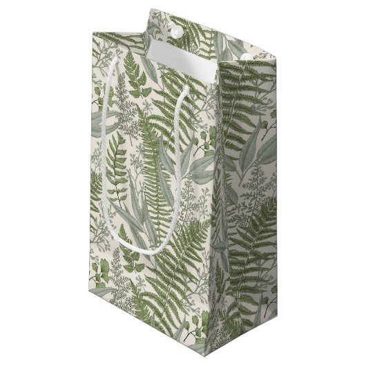 Green Leafy Garden Floral Pattern Klein Cadeauzakje (Voorkant Gekanteld)
