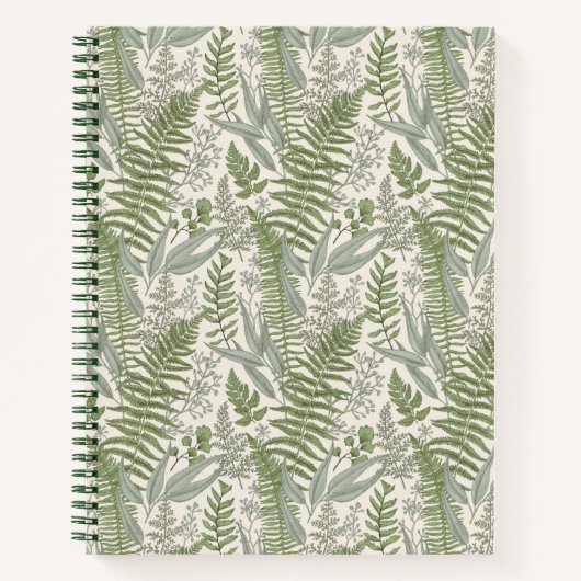 Green Leafy Garden Floral Pattern Notitieboek (Voorkant)