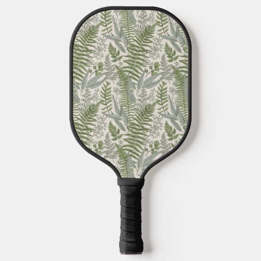 Green Leafy Garden Floral Pattern Pickleball Paddle (Voorkant)