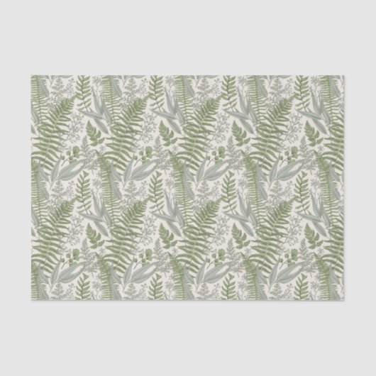 Green Leafy Garden Floral Pattern Tissuepapier (Voorkant)