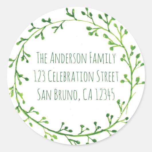 Green Leafy Wreath Ronde Sticker (Voorkant)