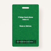 Green Leather & Employee Photo & Logo, Bar code Badge (Achterkant)