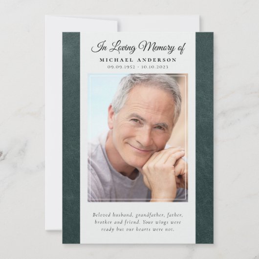 Green Leather Photo Memorial Service Programma (Voorkant)