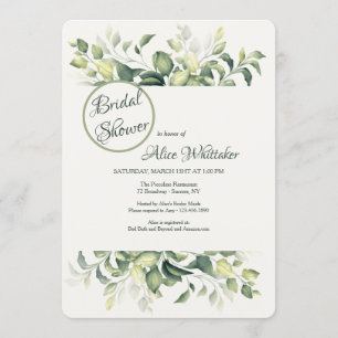 Green Leaves Bridal Shower Uitnodiging