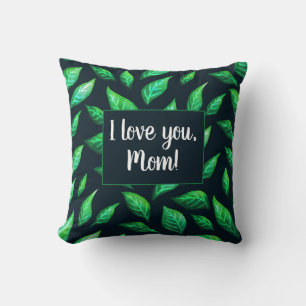 Green Leaves Dark Botanical Love Mam Kussen