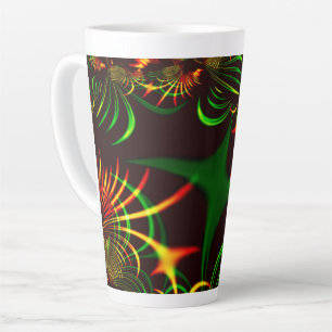 Green leaves en yellow fire-colored curves latte mok