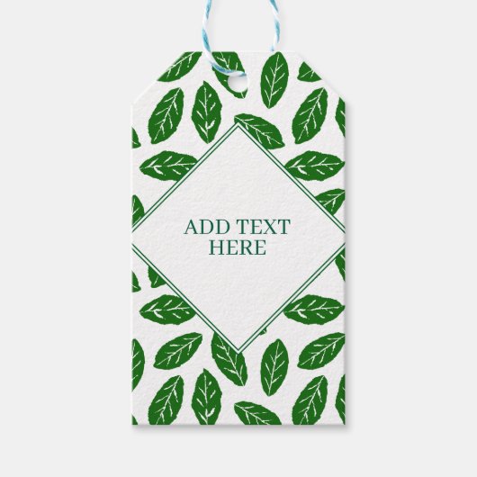 Green Leaves Foliage Pattern Cadeaulabel (Voorkant)