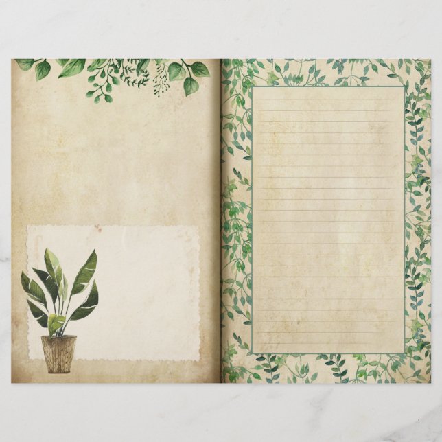 Green Leaves Gardener's Journal Page (Voorkant)