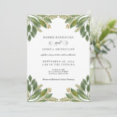 Green Leaves Greenery Wedding Invitation  (Debout devant)