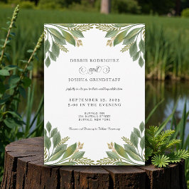 Green Leaves Greenery Wedding Invitation  Kaart