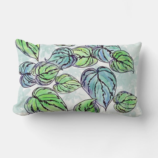 Green Leaves Lumbar Pillow Kussen (Voorkant)
