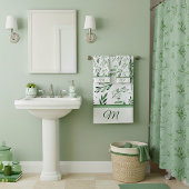 Green leaves monogram bath towel set bad handdoek