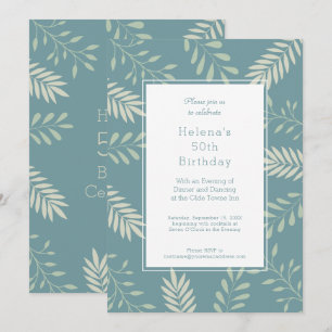 Green Leaves Natural Garden 50th Birthday Party Kaart