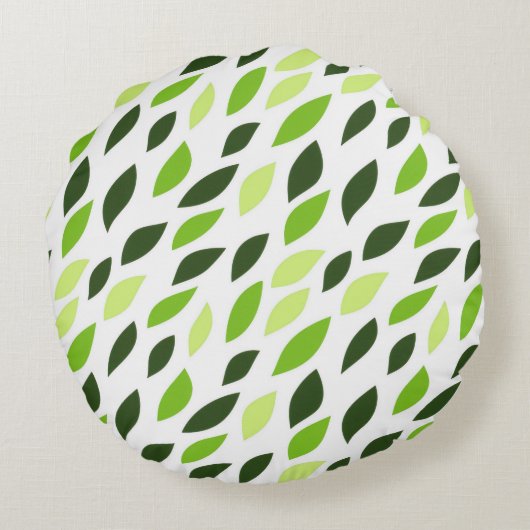 'Green Leaves' Pattern Pillow Rond Kussen (Achterkant)