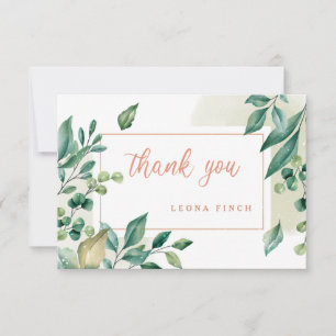 Green Leaves Personalized Bedankt Card Kaart