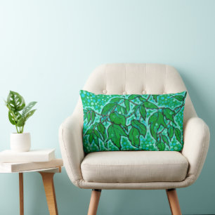 Green Leaves Summer Natuur Floral Art Sketch Kussen