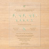 Green Leaves Typography Anand Karaj Sikh Wedding Acryl Uitnodigingen (Voorkant)