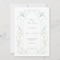 Green Leaves Wedding Bewaar de datum