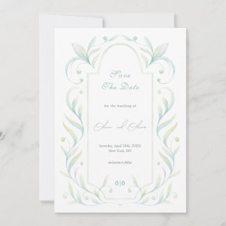 Green Leaves Wedding Bewaar de datum Kaart