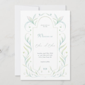 Green Leaves Wedding Kaart