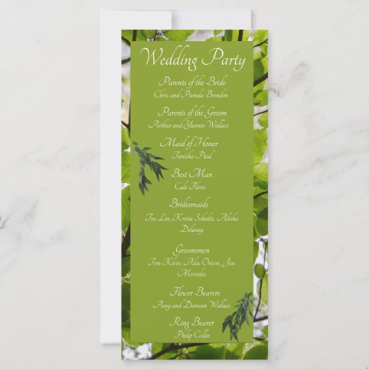Green Leaves Wedding Programme (Achterkant)