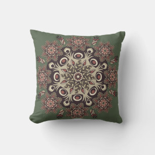 Green/ Lemon Chiffon Reversible Mandala Pillow Kussen