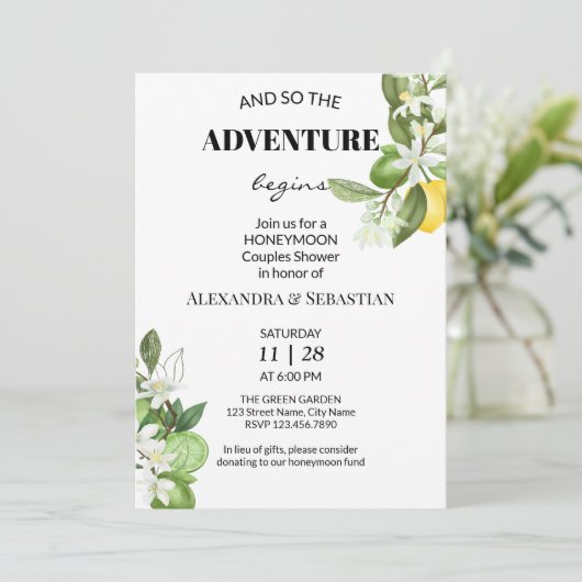 Green Lemony Honeymoon Douche Kaart (Staand voorkant)