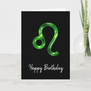Green Leo Sign Birthday Kaart