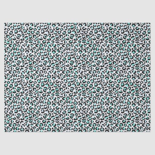 Green Leopard Print op White Decoupage Tissuepapier (Voorkant)