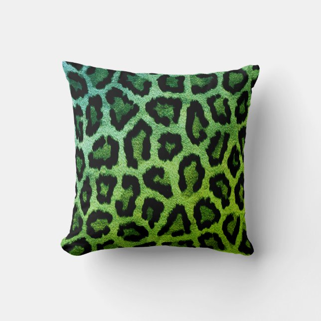 Green Leopard Print Sierkussen (Voorkant)