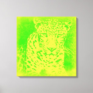 Green Leopard Wrapped Canvas Afdruk
