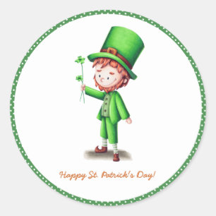 Green Leprechaun Clover St. Patrick's Day Ronde Sticker