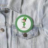 Green Leprechaun St Patrick's Day Polka Dot Ronde Button 7,6 Cm (In situ)